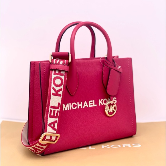 Michael Kors Handbags - MICHAEL KORS Mirella Small Pebbled Leather
Crossbody Bag Tote Electric Pink